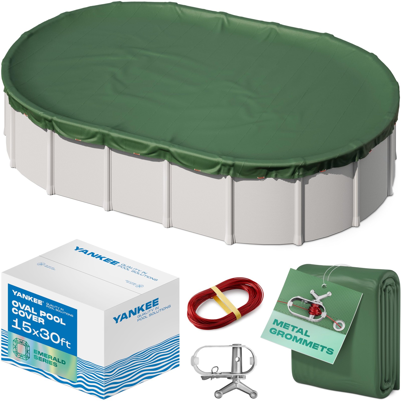 Yankee Emerald Series Pool Covers for Above Ground Pools | Oval 15×30 ft Swim…
