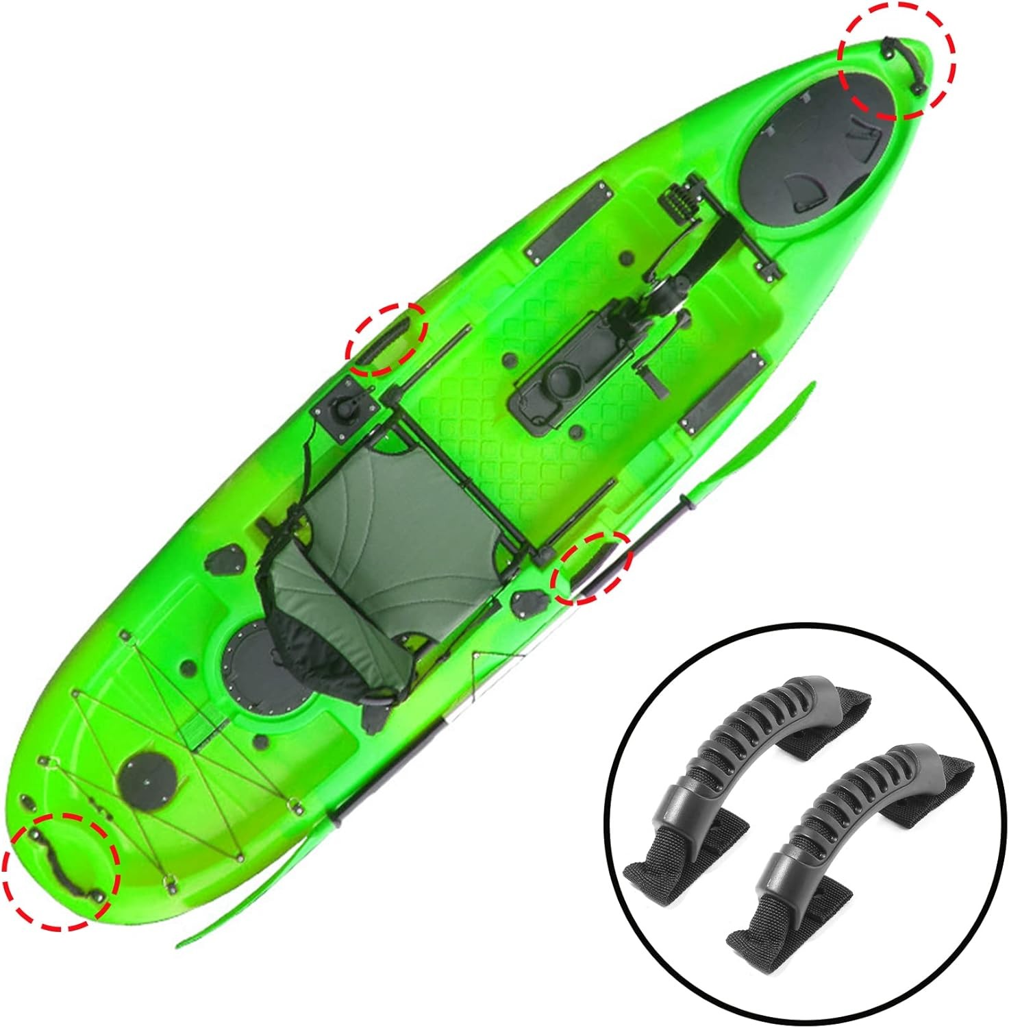 2PCS Kayak Carry Handles Replacement Canoe Boat Side Mount Rubber Grip