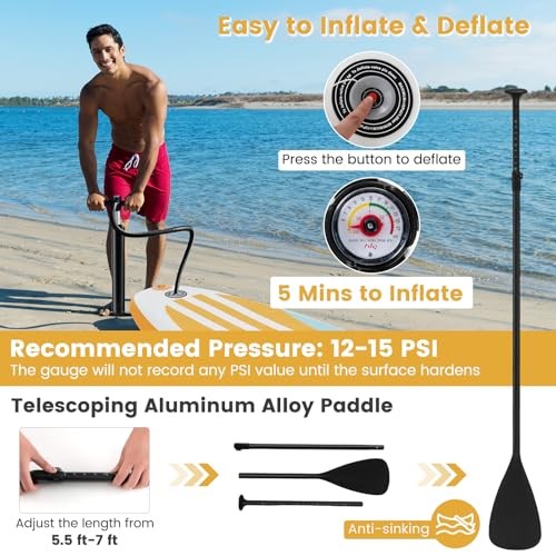 Paddle Board, Inflatable Stand Up Paddle Board with SUP 11FT Stripe
