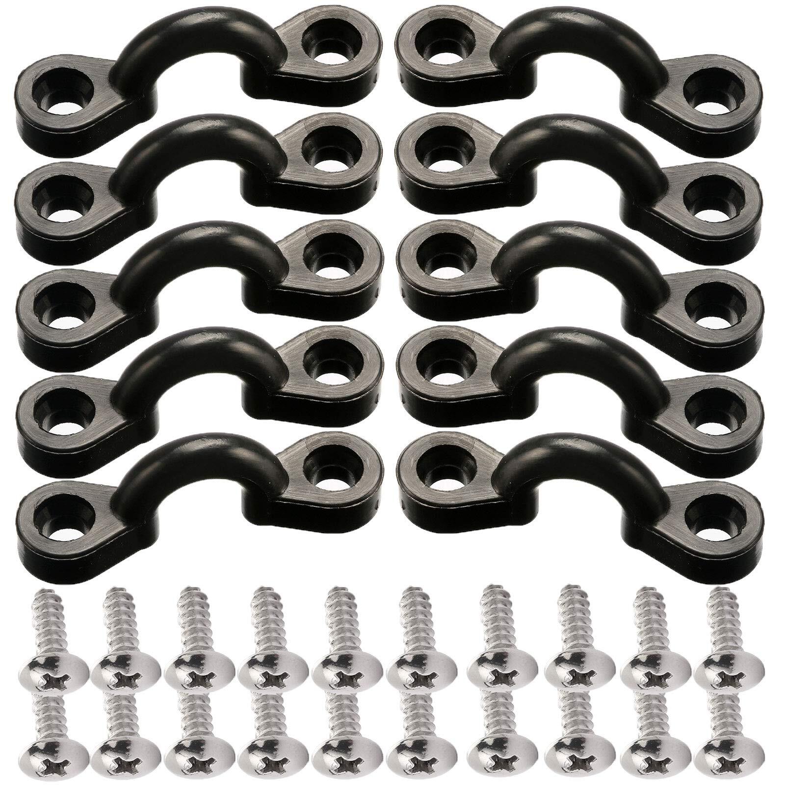 10 Pcs Kayak Pad Eye Kit Nylon Bungee Deck Loops Tie Down Pad Eye with Screws
