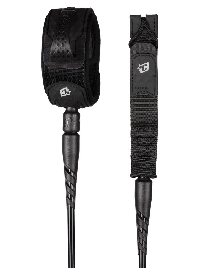 Creatures of Leisure Reliance 2.0 Standard Duty Surf Leash – 8′ – Black/Silver