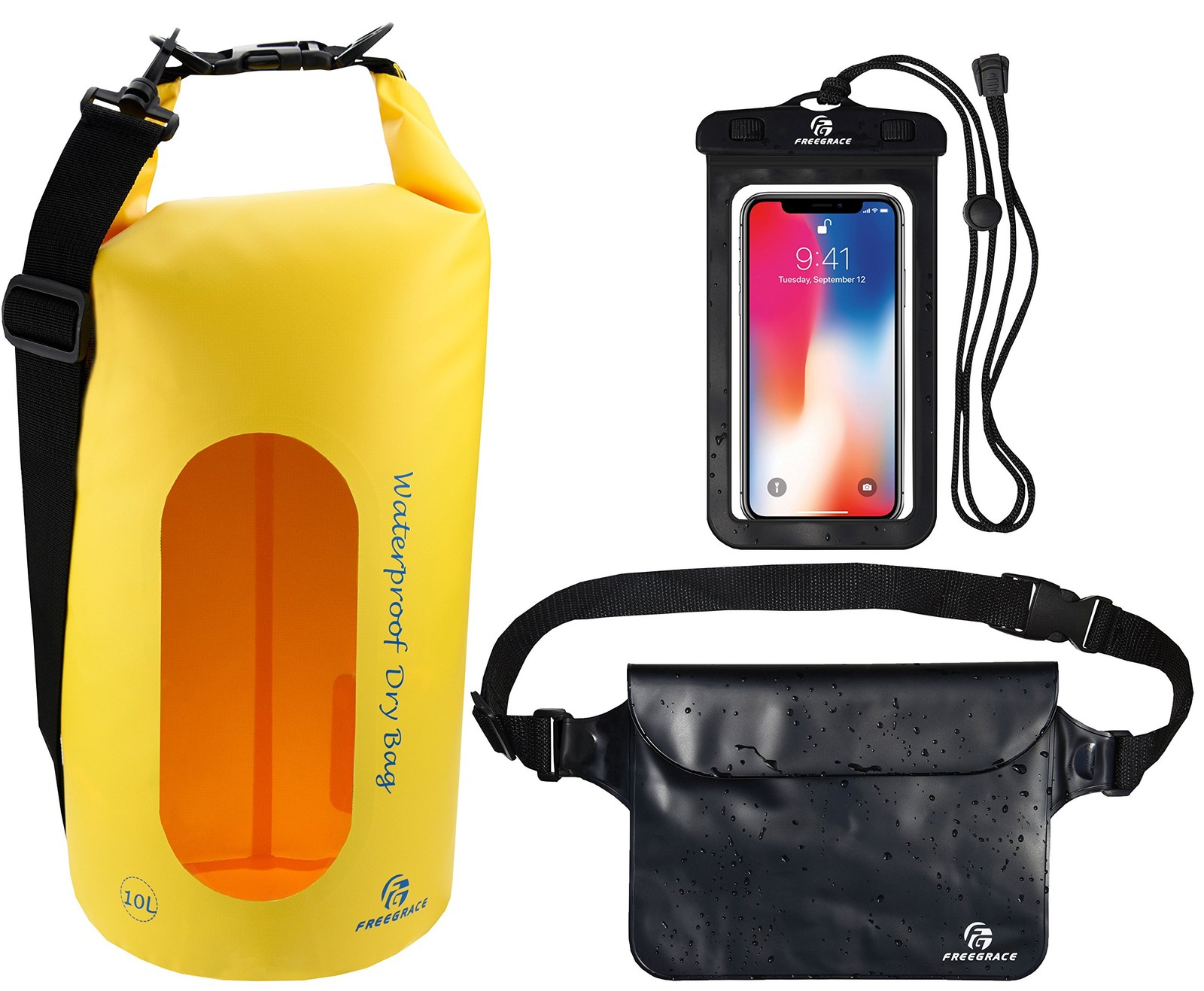 Waterproof Dry Bag Set of 3 – Submersible Dry Sack with Double Zip Lock Seals…