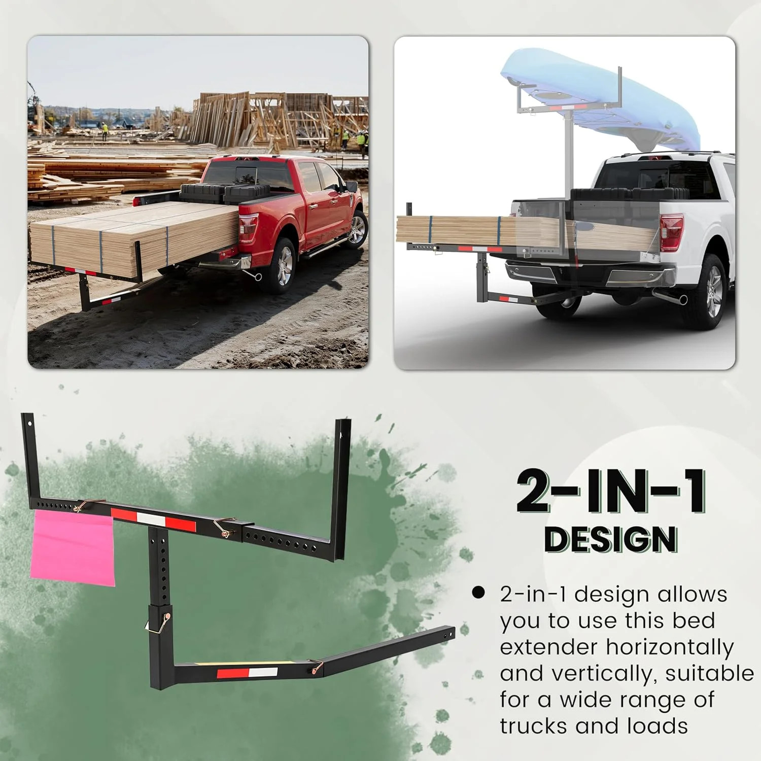 ECOTRIC 750lbs Capacity Black Truck Bed Extender Pickup Truck Bed Hitch Mount Ex