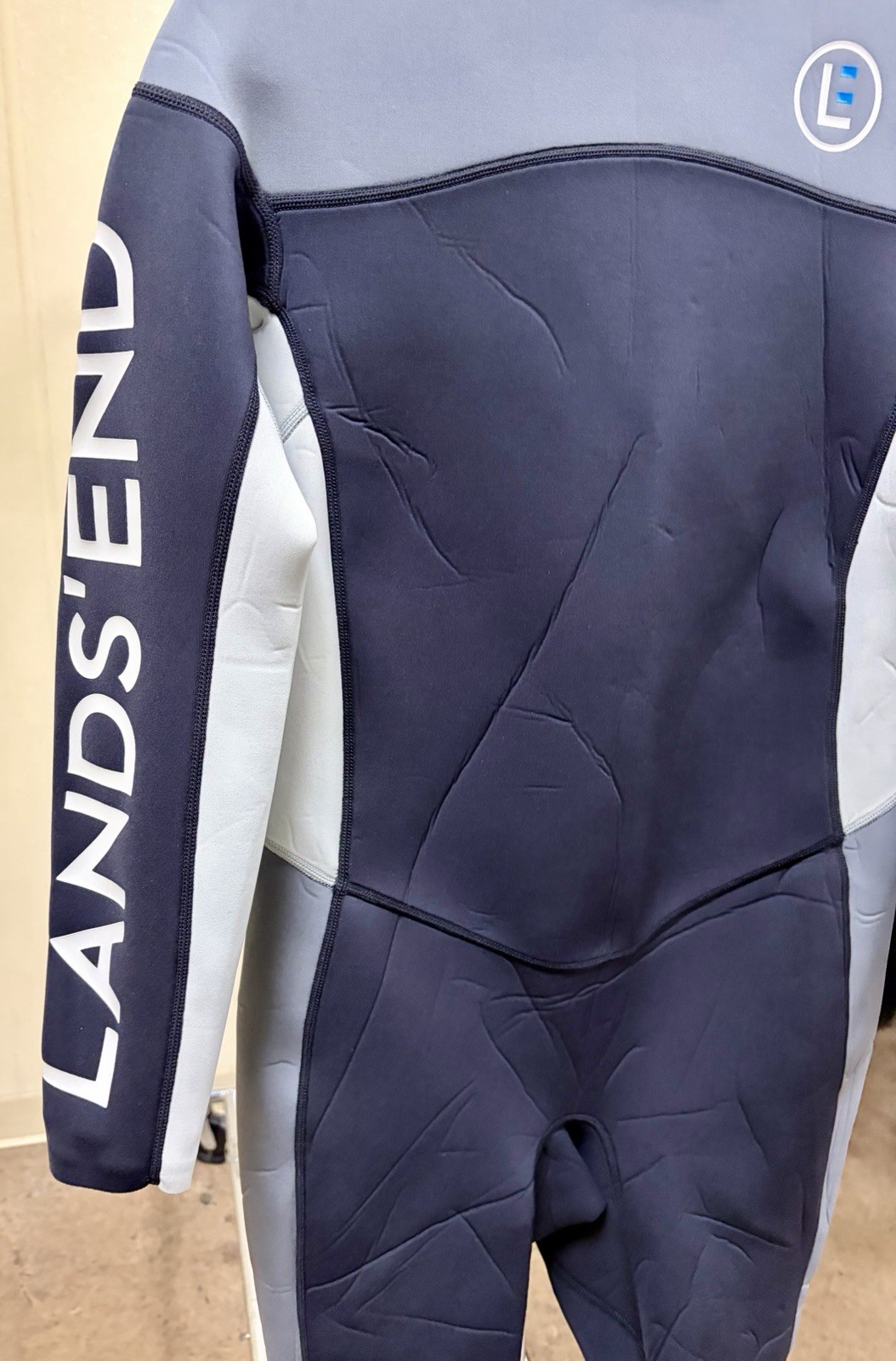 Lands End Sport Neoprene Wetsuit Mens Small Grey and Black Full Length