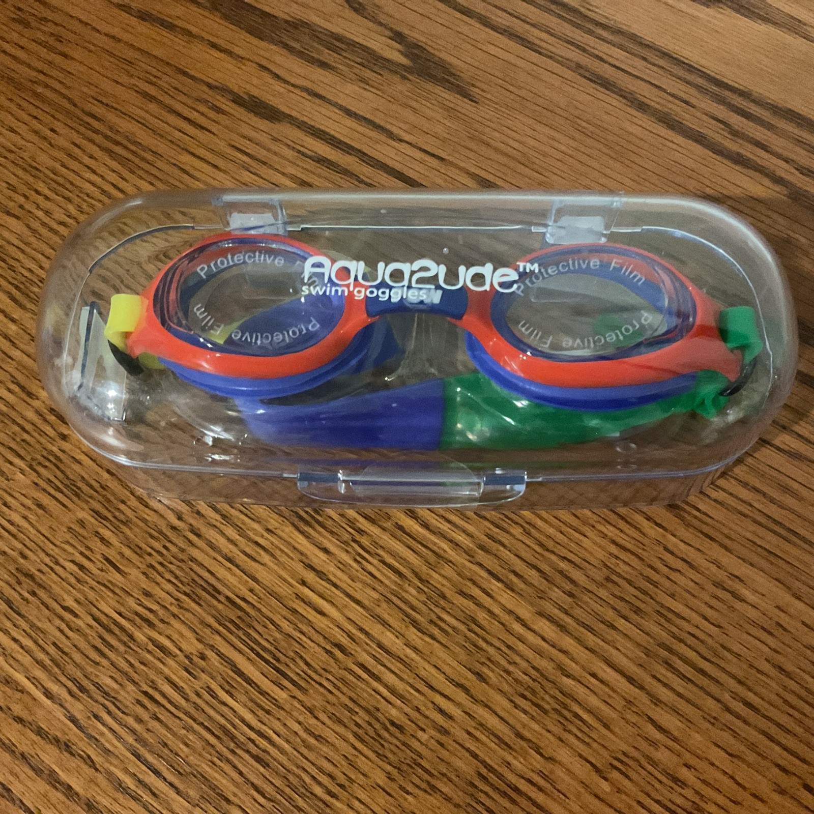 Aqua2ude Kids Swim Goggles BLUE – RED – GREEN – YELLOW Protective Case NEW