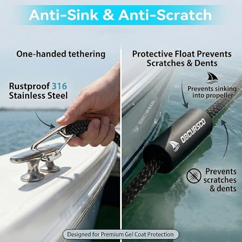 Bungee Dock Lines – Jet Ski Rope with Double 316 Stainless Steel 4-5.5ft Black
