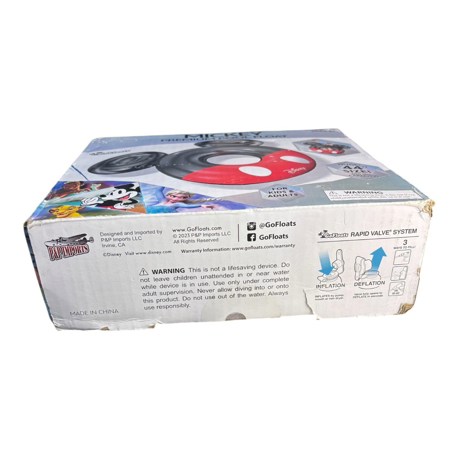Disney Mickey Premium Pool Float Mouse Ears 44” 300 Lbs Capacity Age 6 To Adult