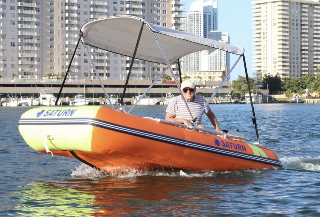 Saturn 2-Bow Portable Bimini Top Cover Canopy Suit 7.5 to 11ft Inflatable Boat