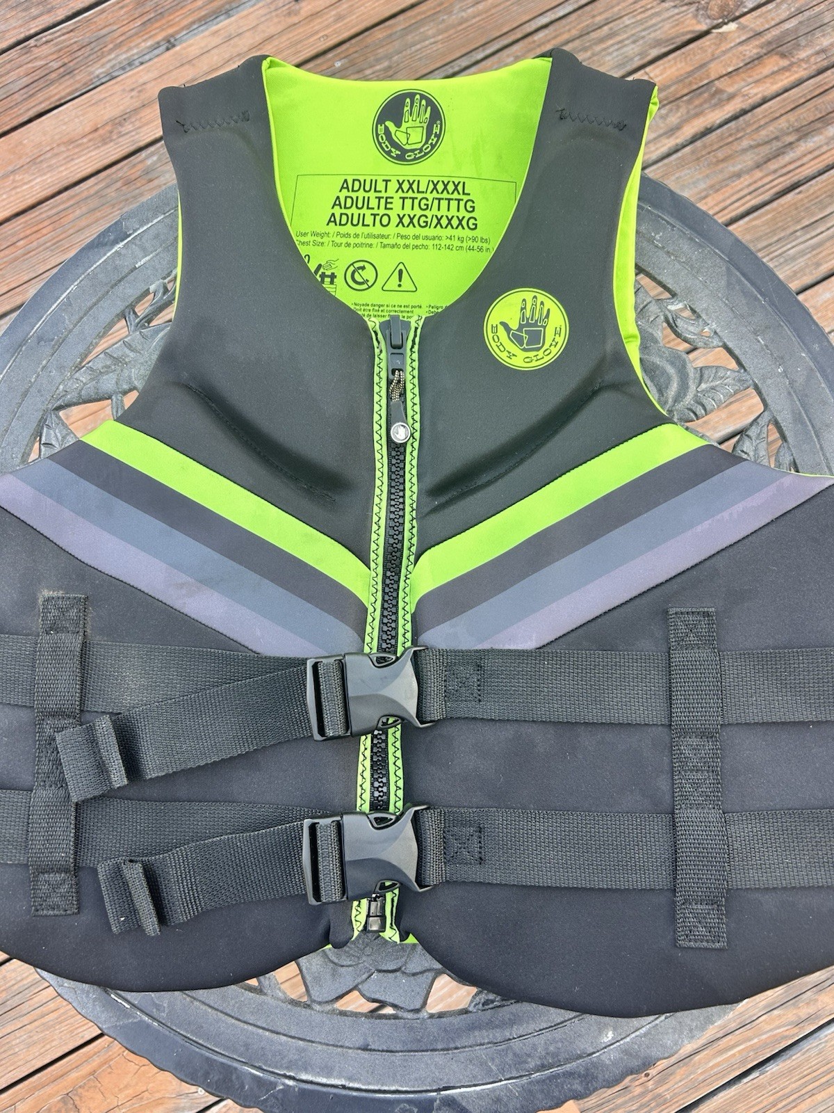 Body Glove Men’s Dual-Size Evoprene PFD, Life Jacket, (Male, Size XL,black Green