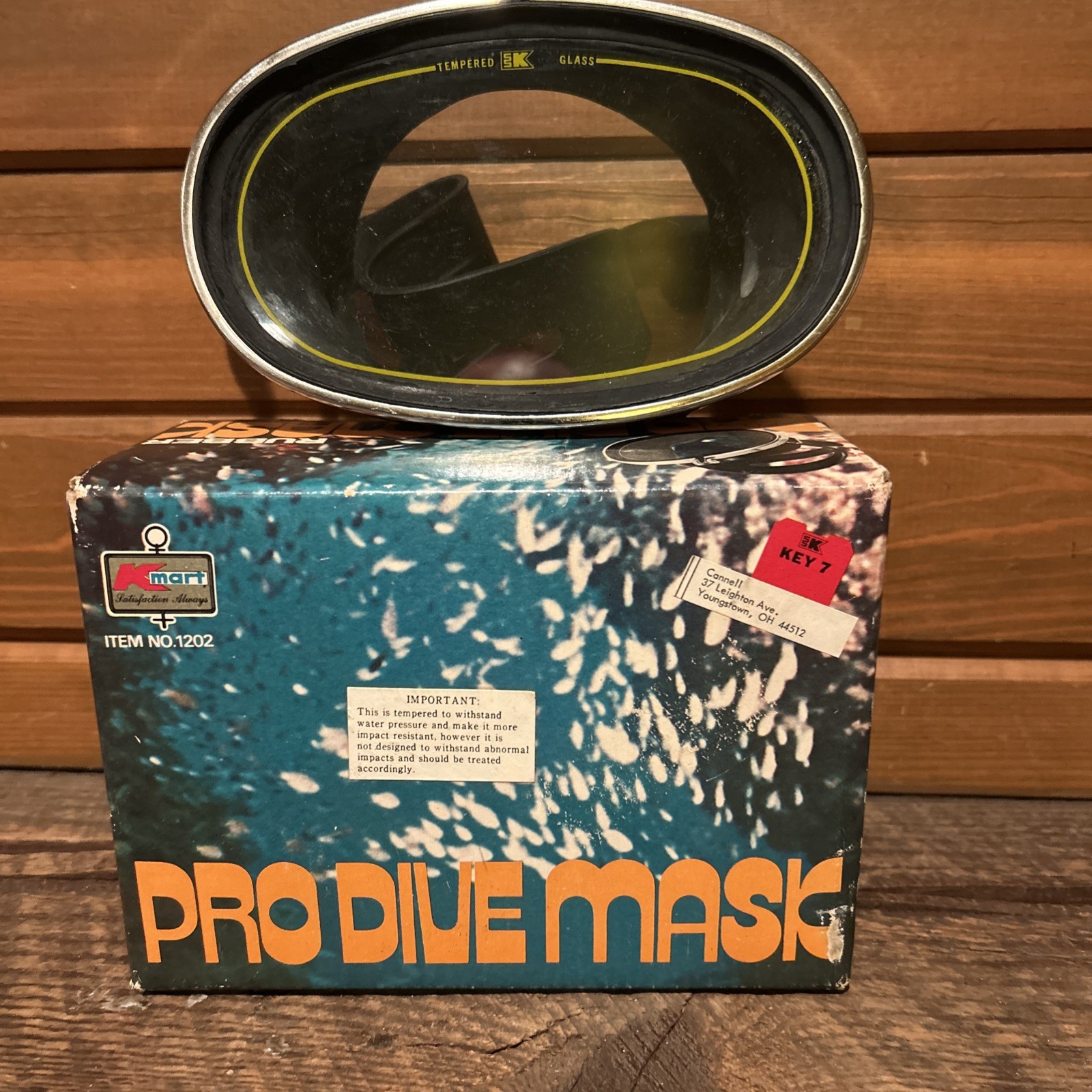 Vintage Oval Kmart Tempered Glass Lens Diving Swim Goggles Black Scuba (C3)