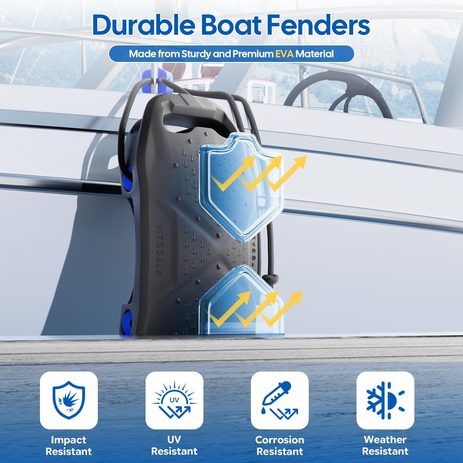 Boat Fenders Boat Bumpers for Docking, Easy to Install EVA Fenders with Quick…
