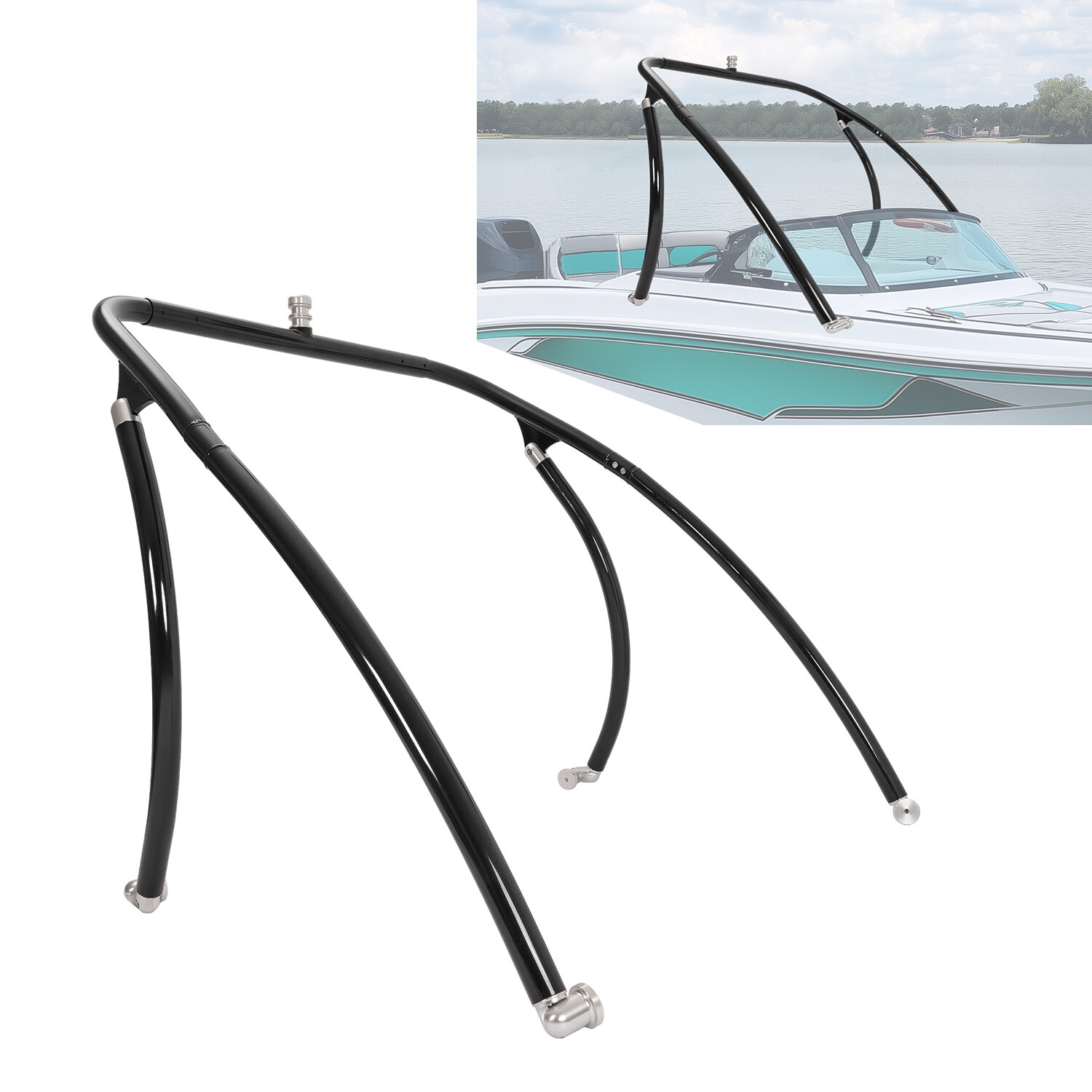 Black Powder Coated Wakeboard Tower 2.25″ Tube Aluminum For Boat with Hardware
