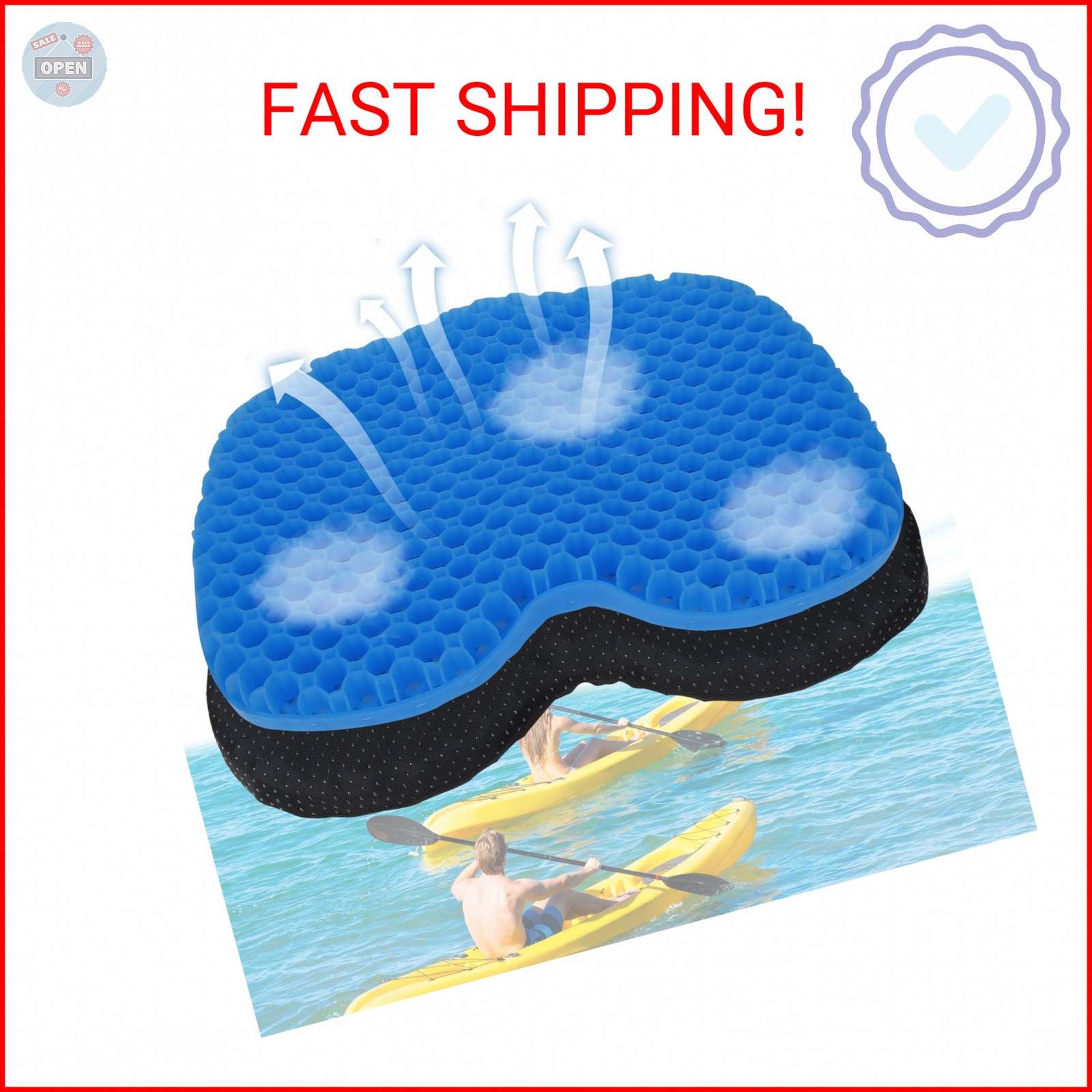 FANGULU Anti-Slip Kayak Seat Cushion Waterproof Thicken Gel Boat Pad for Sit in