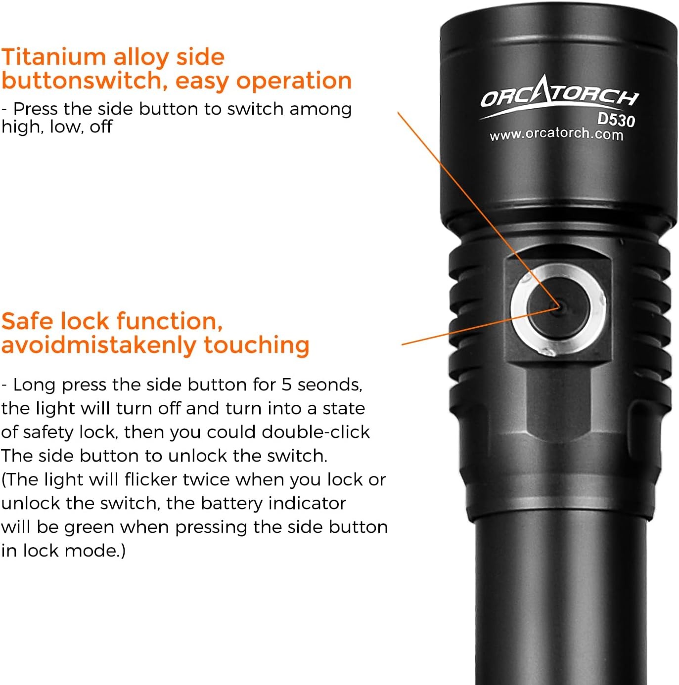 D530 Scuba Dive Light 1300 Lumens, Titanium Alloy Diving Flashlight with Waterpr
