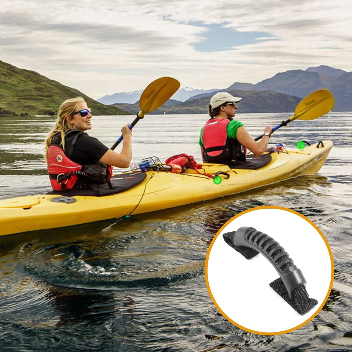 2PCS Kayak Carry Handles Replacement Canoe Boat Side Mount Rubber Grip