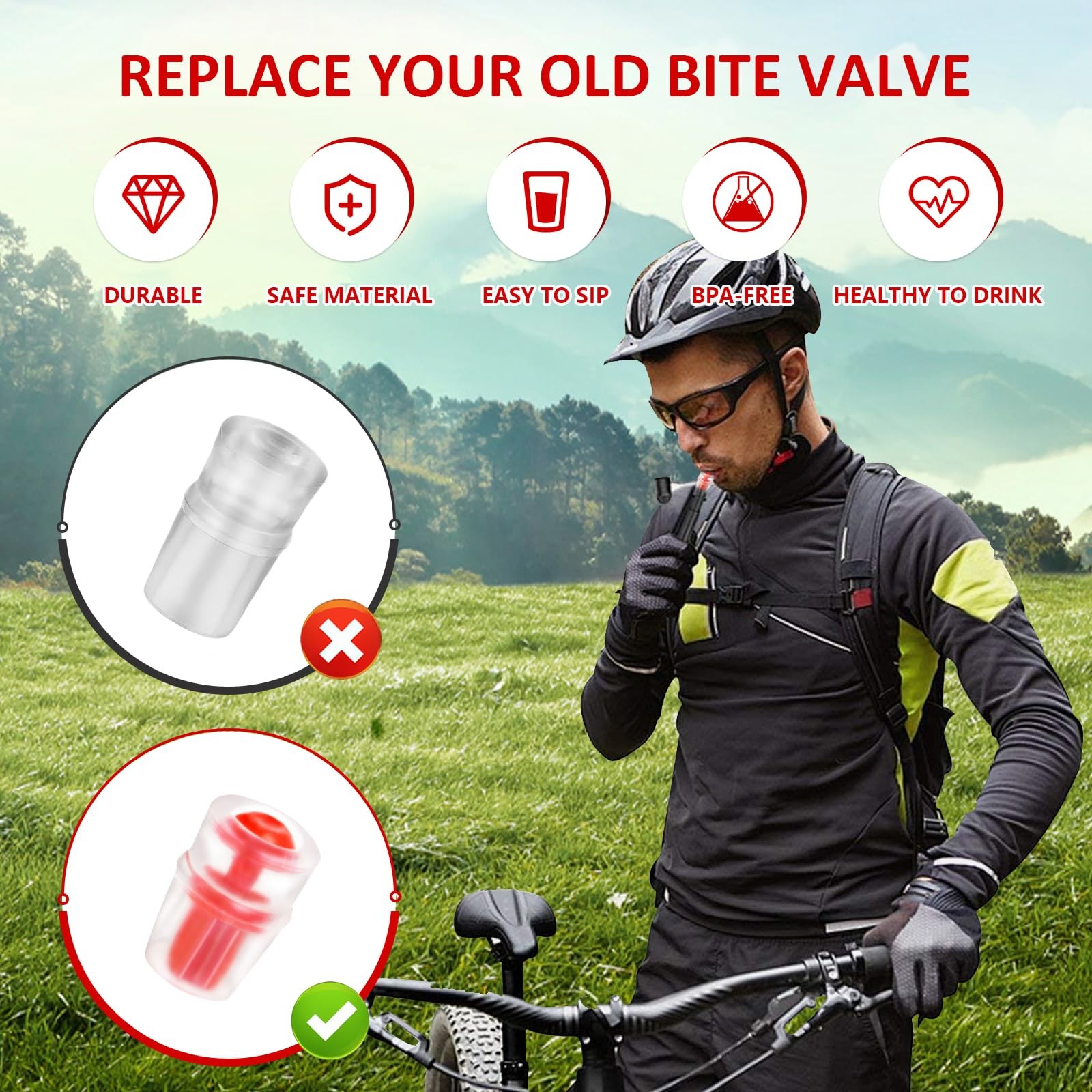 HAVANSIDY 4-Pack Silicone Bite Valve Replacement Nozzles Compatible with red