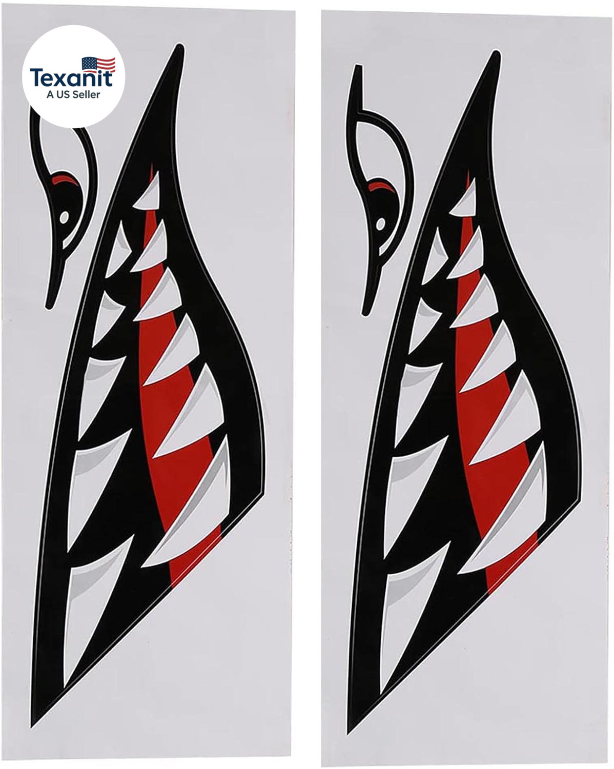 2 Pieces Shark Teeth Mouth Kayak Stickers, Waterproof DIY Funny Shark Teeth Mout