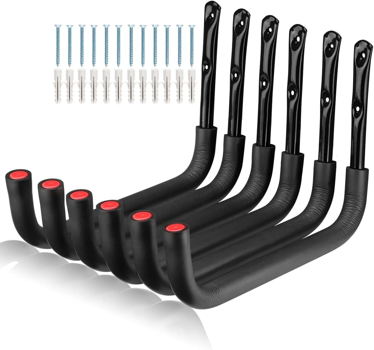 6 Pack Kayak Storage Hooks, 15.5 Inch Wall Mount Canoe Hangers, Heavy Duty Snowb