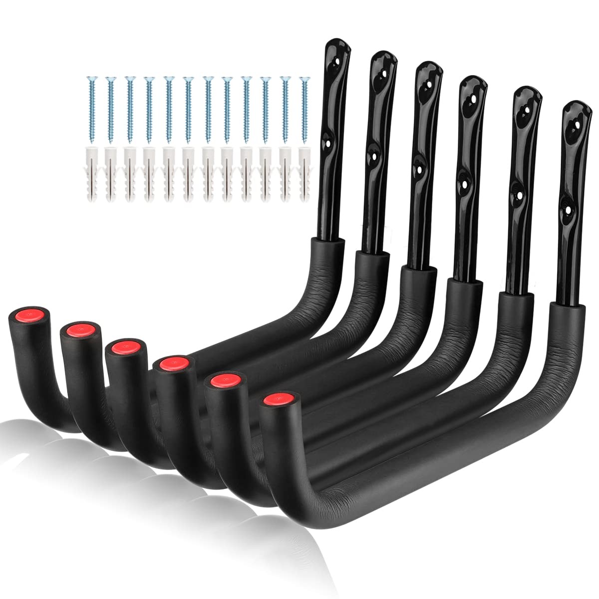 6 Pack Kayak Storage Hooks, 15.5 Inch Wall Mount Canoe Hangers, Heavy Duty Snowb