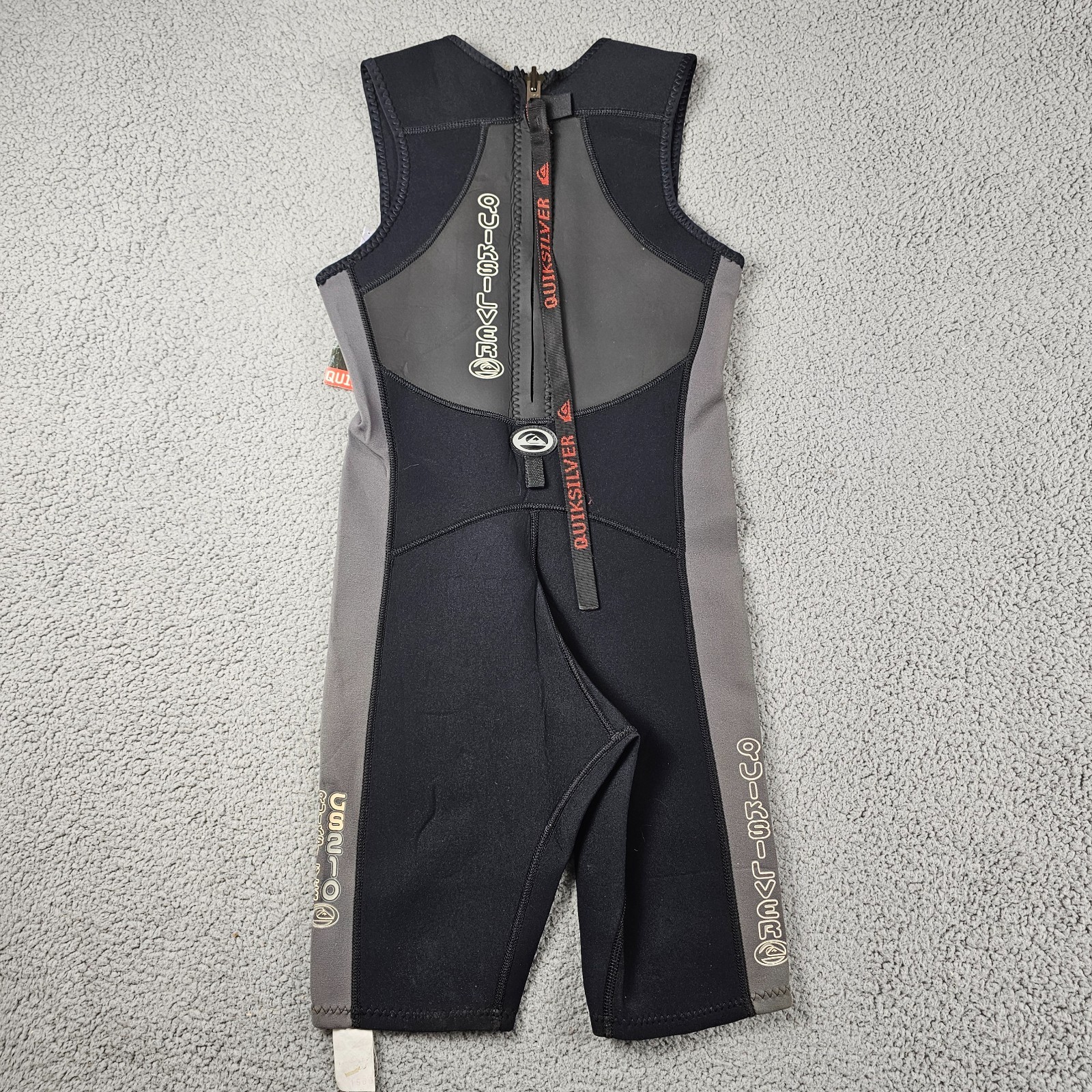 Quicksilver Wetsuit Youth XS Black Gray GS210 Back Zip Sleeveless Shorts NWT