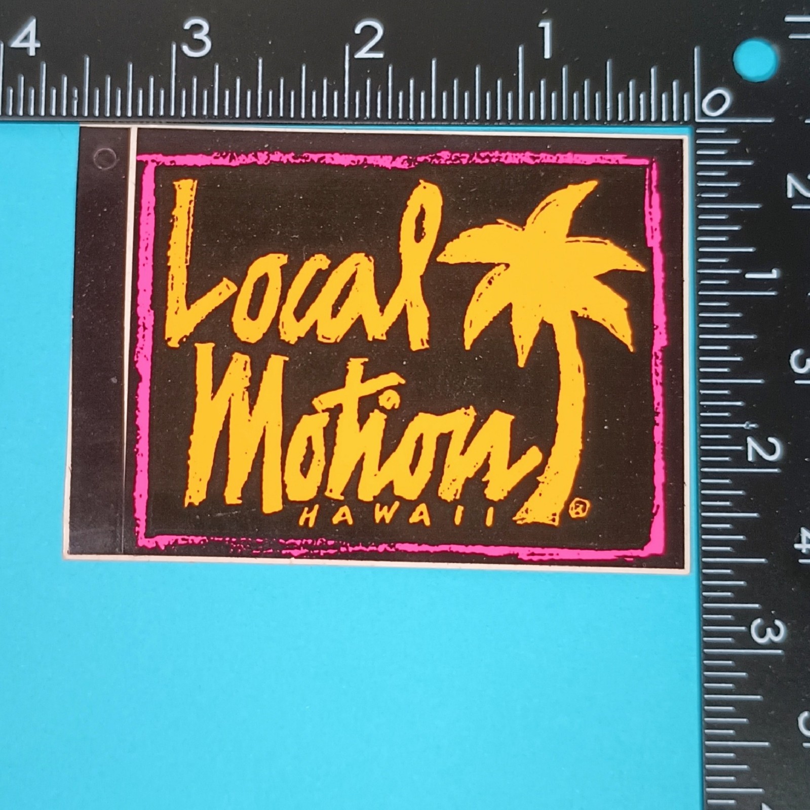 LOCAL MOTION Hawaii Neon Orange and Pink 1980’s Vintage Surfing STICKER Decal