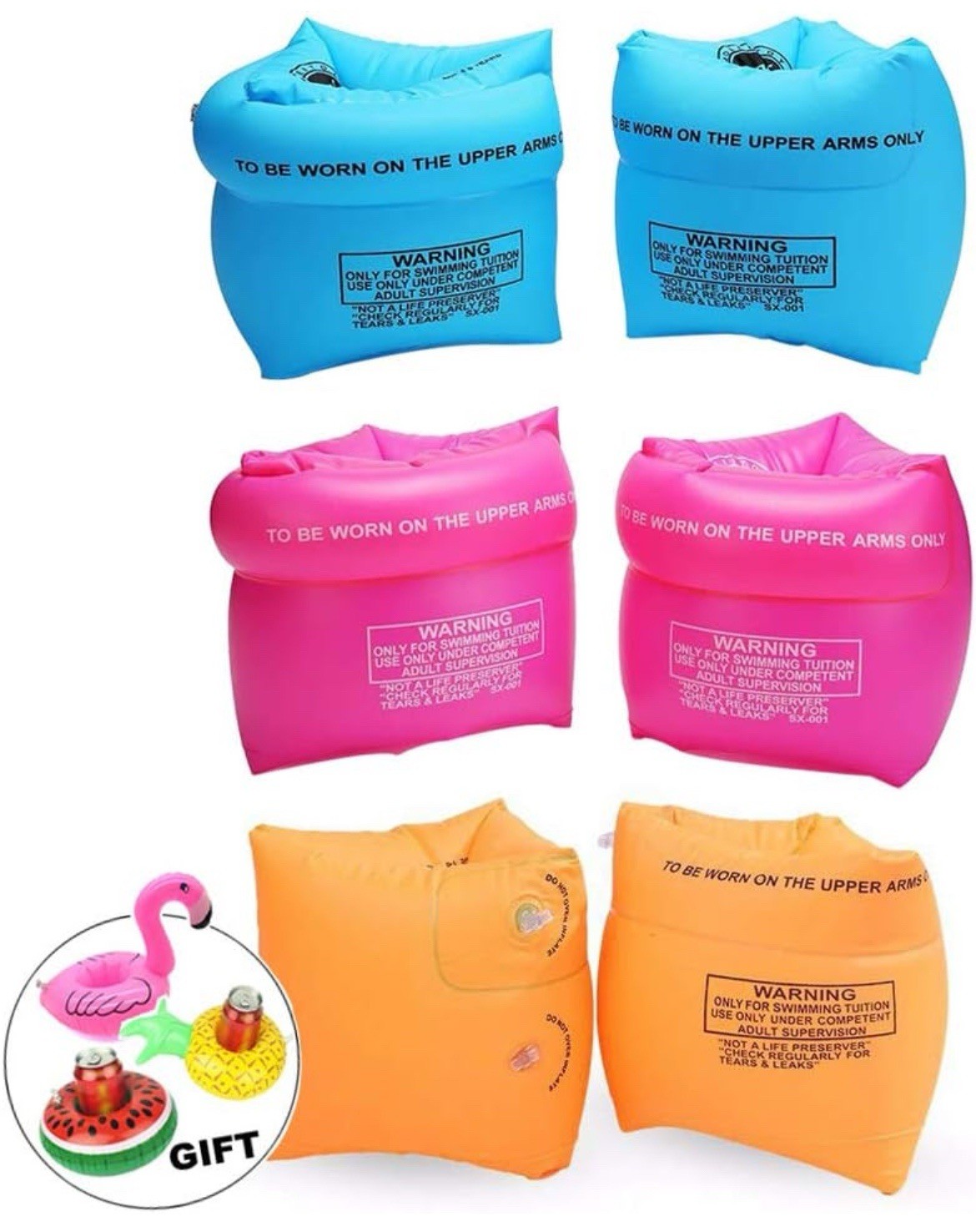 6 Pack PVC Arm Floaties for Adults Kids Inflatable Swim Arm Bands Water Wings