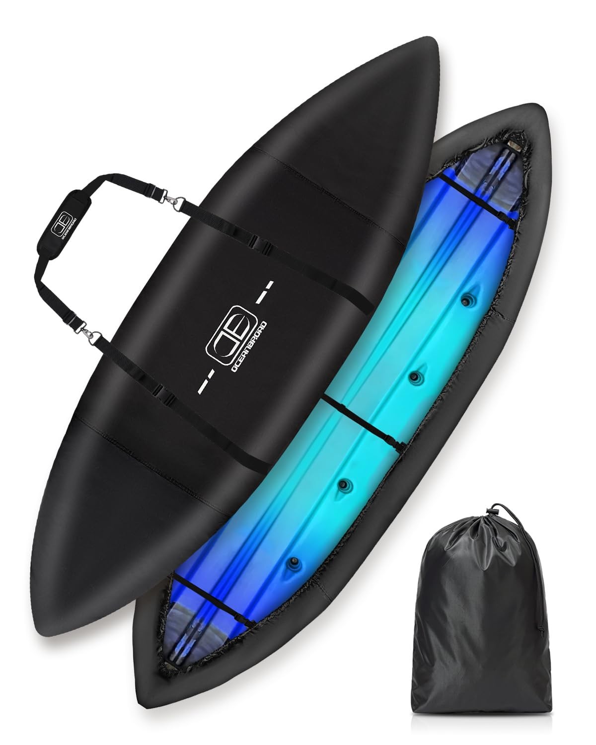 OCEANBROAD Kayak Cover 10.8-12ft Black UV Water-Resistant Canoe Boat Dust Protec