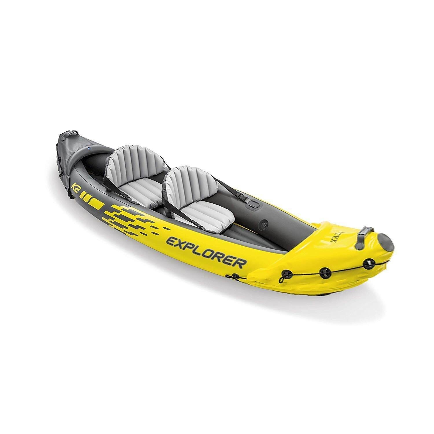 Intex Explorer K2 2-Person Inflatable Kayak Set with Oars and Air Pump, Yellow