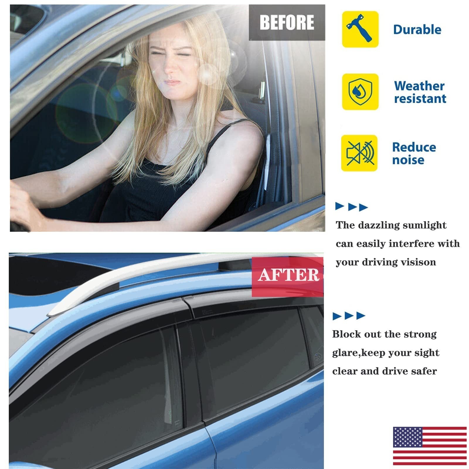Window Visors Rain Guards Vent Deflectors for Truck 2002-2006 Avalanche/Subur…
