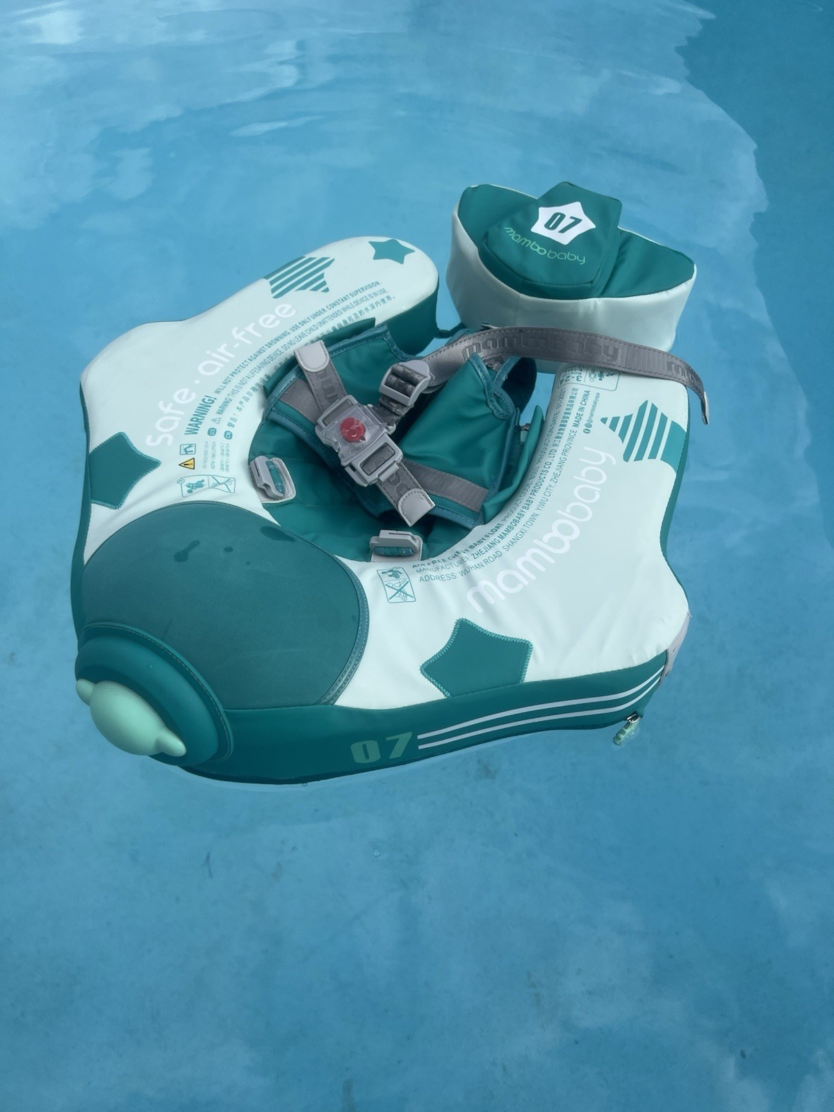 Mambobaby Global Limited Edition Green/White Baby Swim Float w/ Canopy UPF 50+