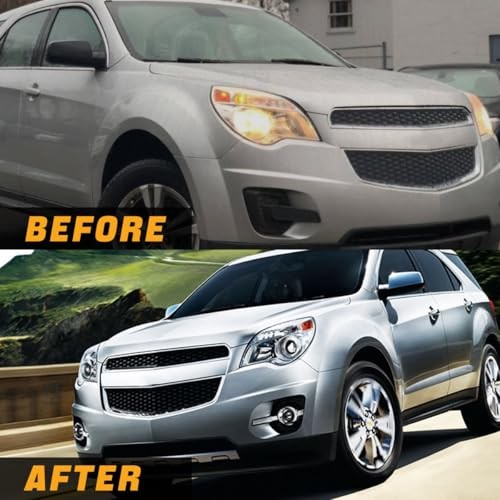 Chrome Upper & Lower Grille Grill Compatible with 2010-2015 Equinox,ABS Black
