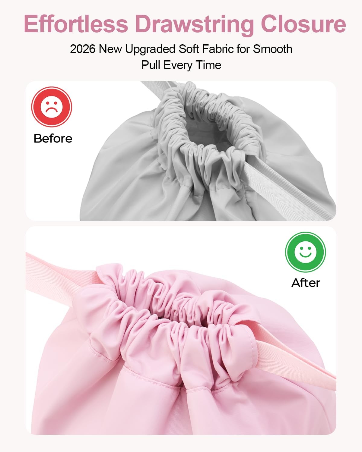 BAVELOE Drawstring Backpack with Mesh Pocket Water Resistant One Size, Pink