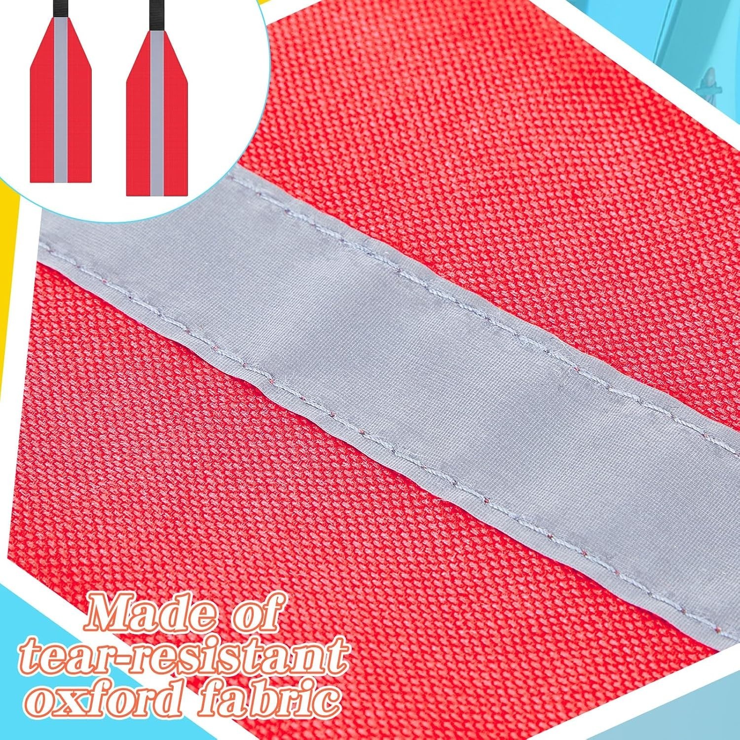 2-Piece Waterproof Kayak Safety Flag Set with Reflective Strip for Visibility