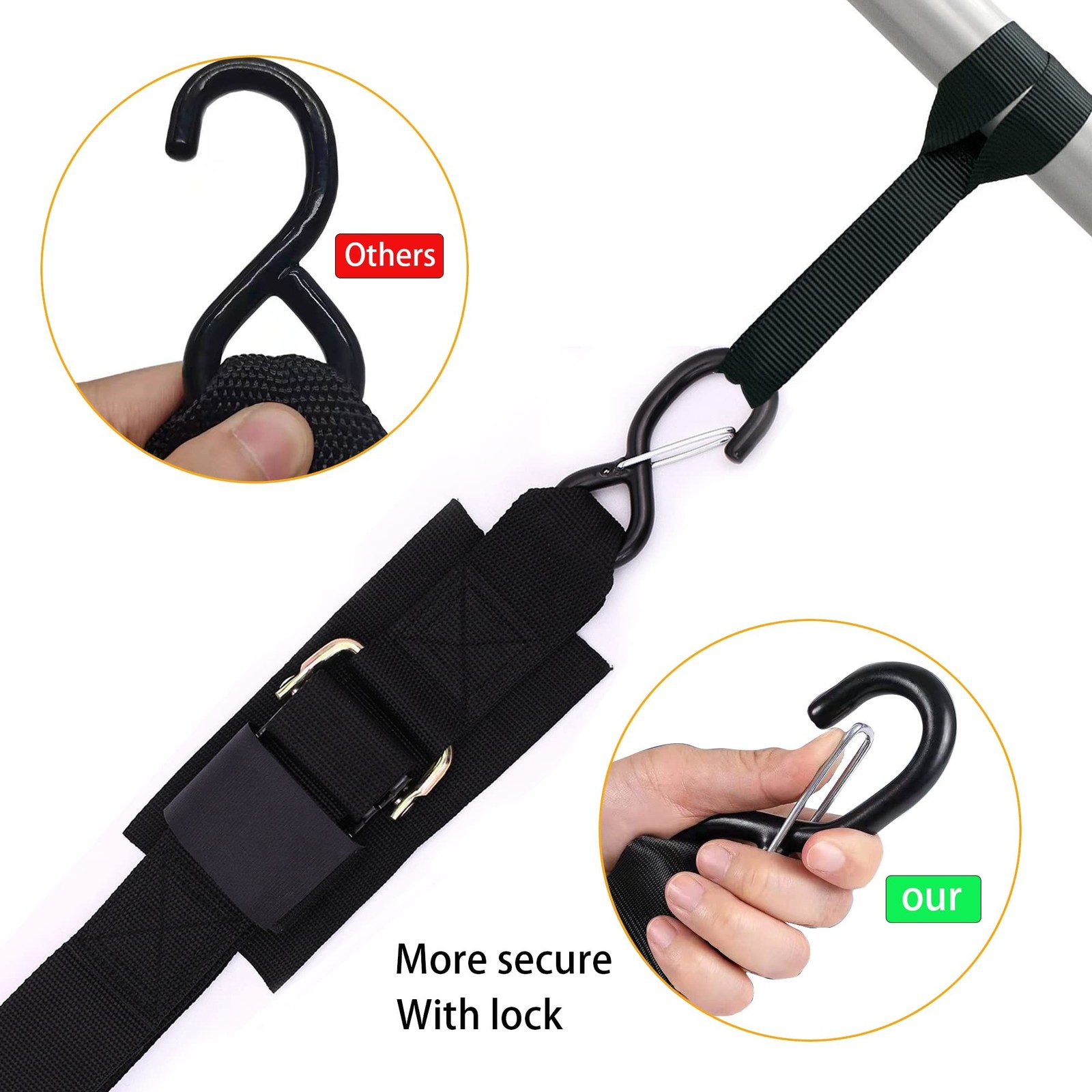 Boat Trailer Straps Transom Tie Down Straps with Latching Hooks and Soft Loop…