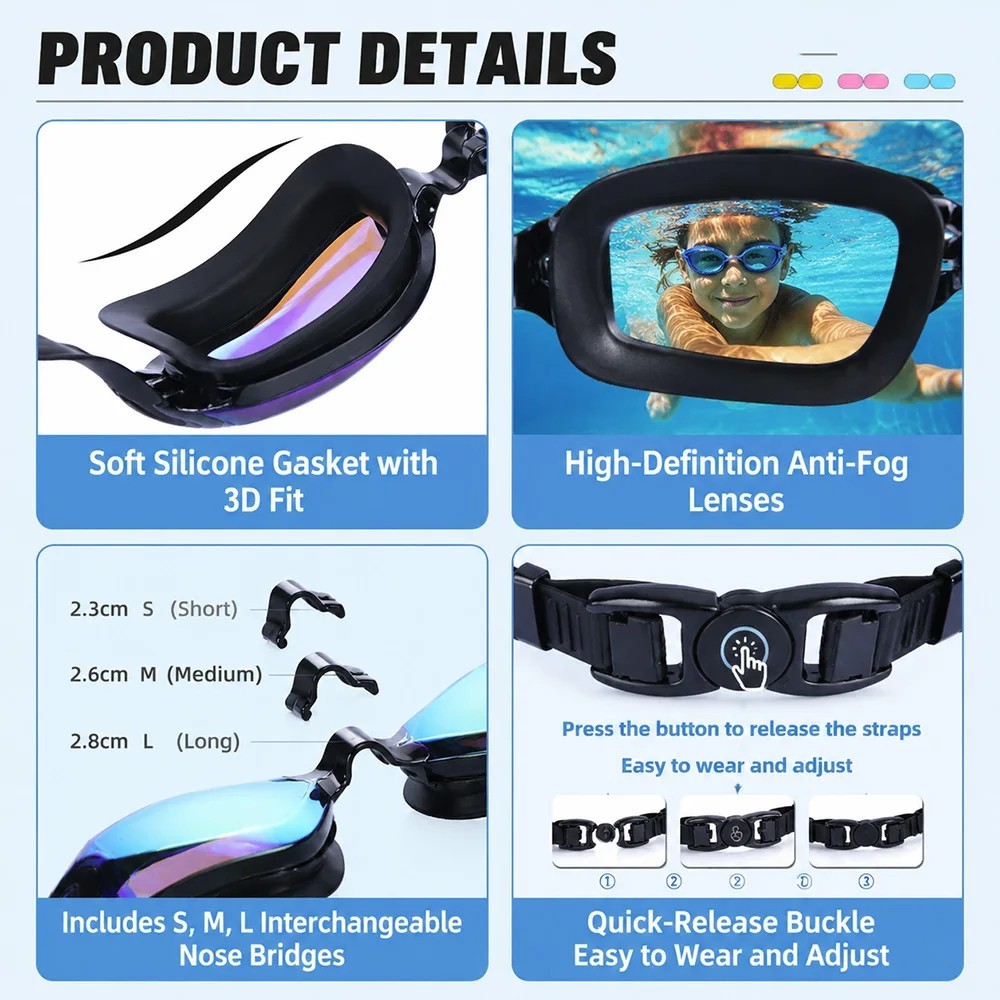 O Nation Clear Comfortable Swimming Goggles with UV- Anti-Fog Swim Glasses