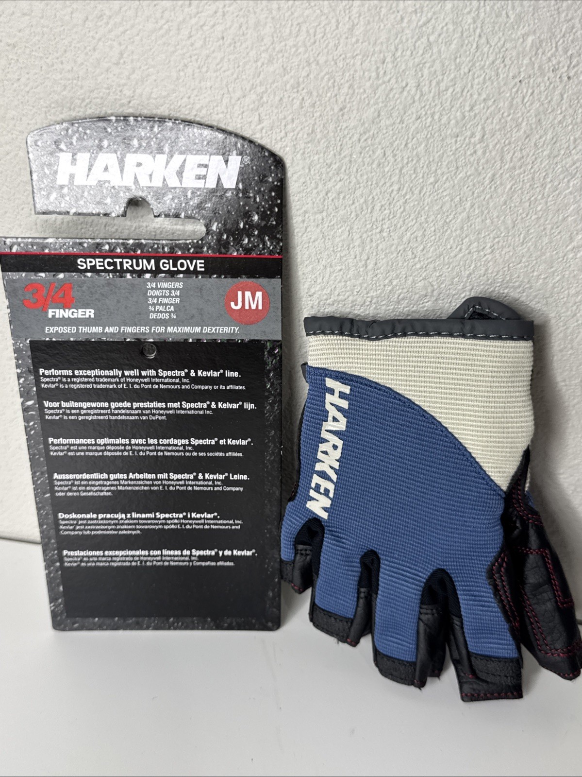 New Harken Spectrum Sailing Gloves Blue 3/4 Finger Junior Medium JM
