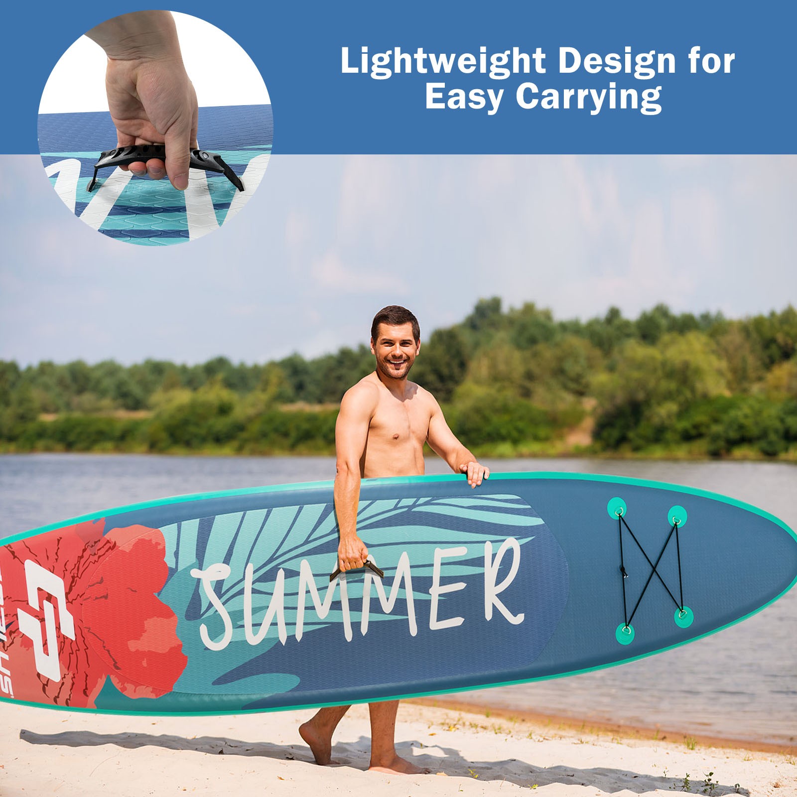 Costway 11ft Inflatable Stand Up Paddle Board W/ Backpack Leash Aluminum Paddle
