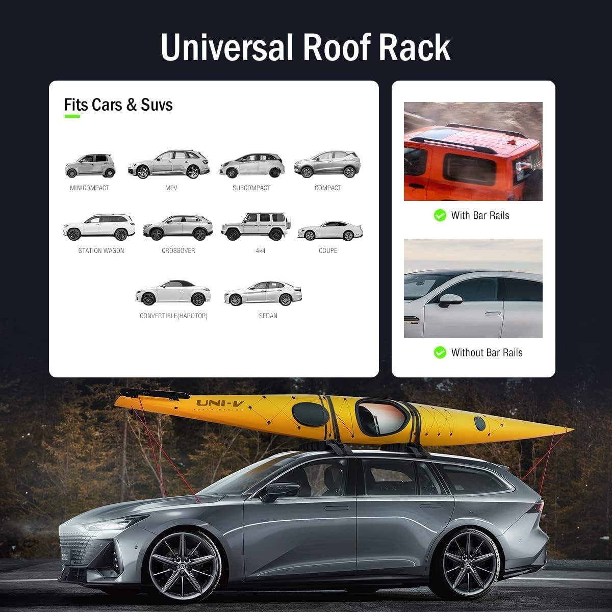 Universal Kayak Roof Rack Pads Set
