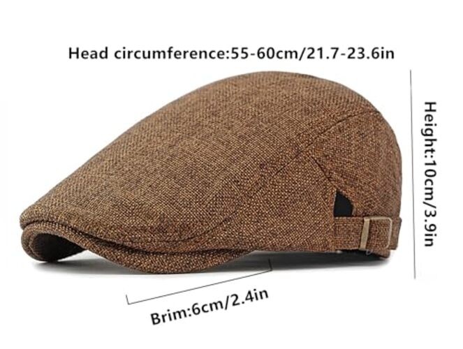 DIYDECAL Mens Flat Cap Newsboy Cap Adjustable Ivy Driving One Size Coffee