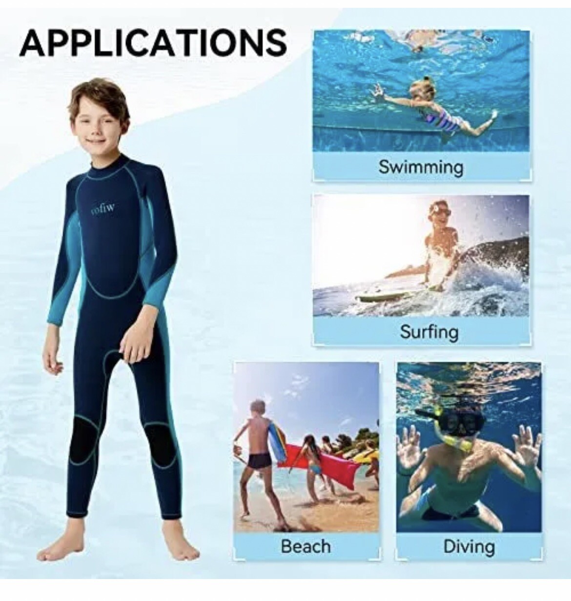 VOFIW Unisex Child Kid Boy Girl 2.5mm Neoprene Long Sleeves Wetsuit Size 2 Surf