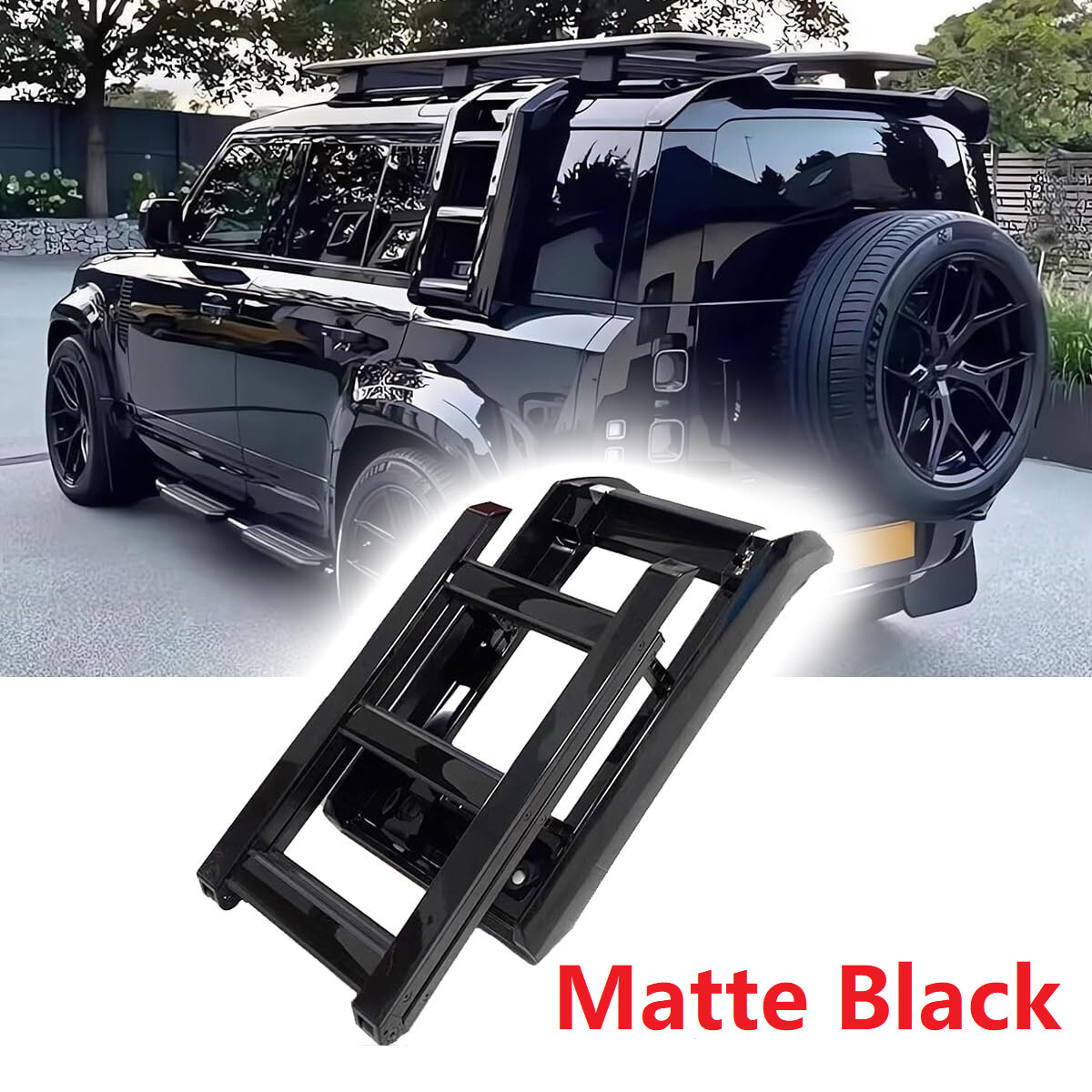 For 2020-2026 LR Defender 110 Matte Black Side Access Liftable Ladder Roof Step