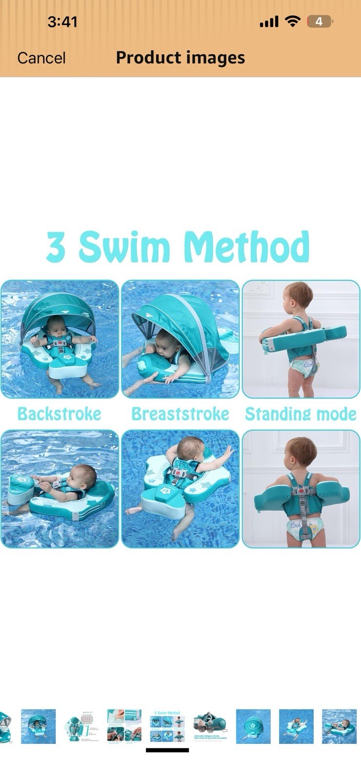 Mambobaby Global Limited Edition Green/White Baby Swim Float w/ Canopy UPF 50+