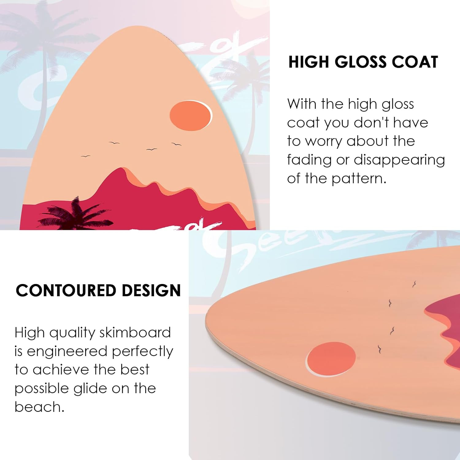 35 Inch Skimboard with High Gloss Coat Wood Skim Board for Beginners,Kids, Teena