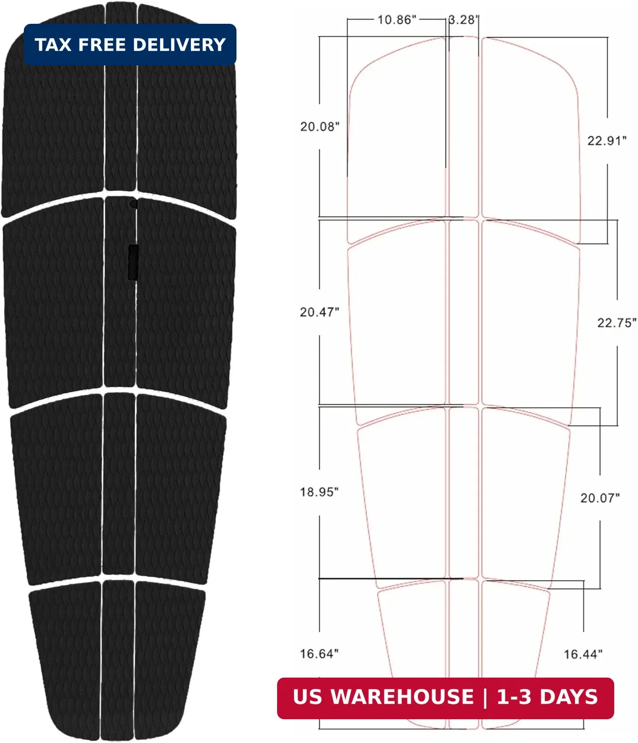 Abahub 12 Piece Surf SUP Deck Traction Pad Premium EVA with Tail Kicker for Padd