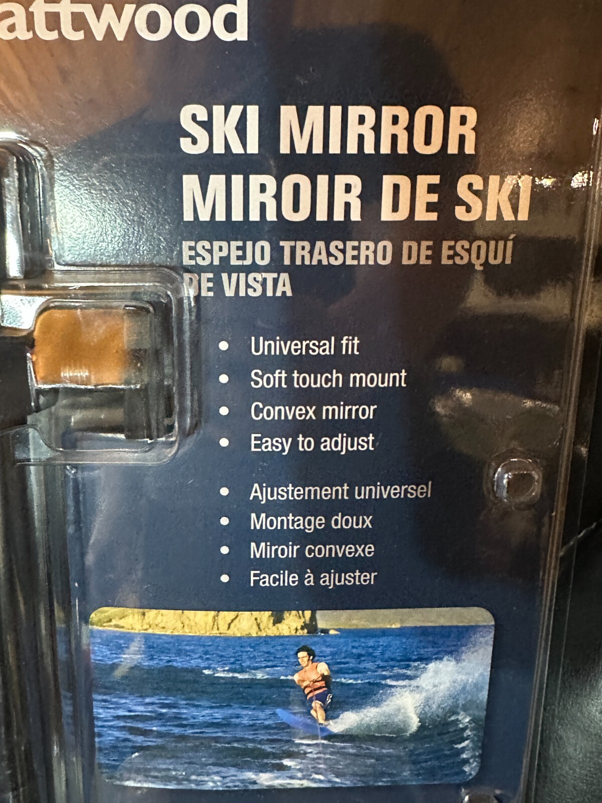 Attwood 13066-7 Clamp-On Water Sports Ski Mirror Universal Mount