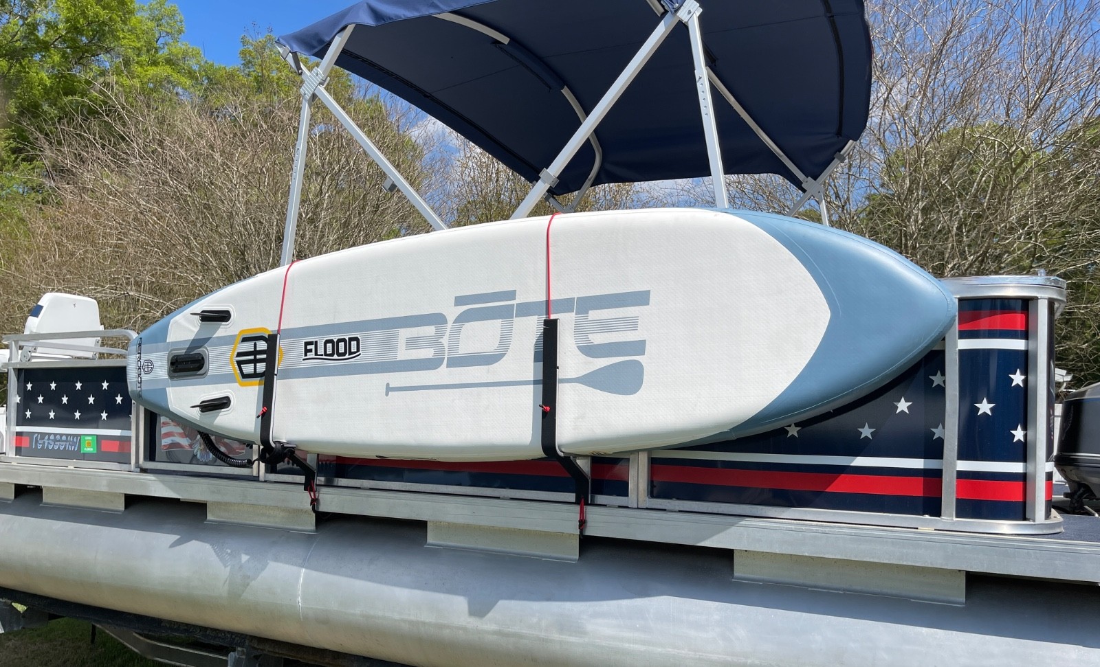 Pontoon Boat Solutions, Pontoon Boat Wakeboard/Paddle Board w/Storage, Black