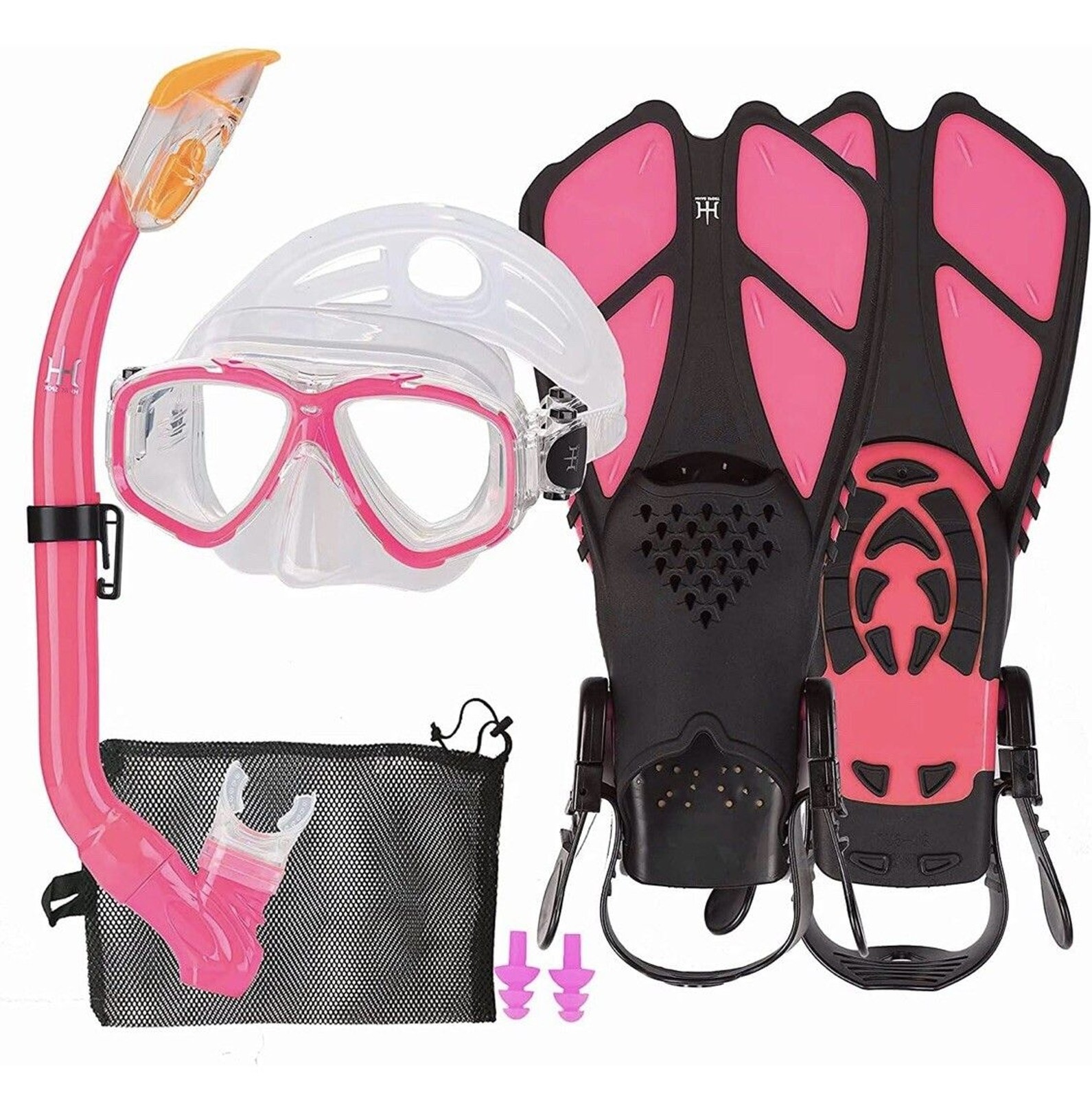 Kids Mask Fin Snorkel Set for 3-7 Years Old Girls with Panoramic Snorkel Mask