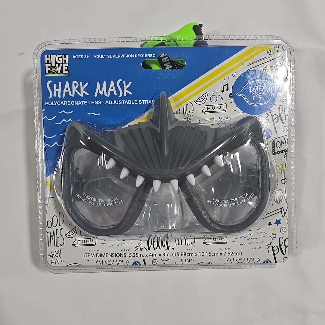 High Five Shark Mask Swim Goggles Mask Latex Free Kids Sealed Shark Teeth Dive