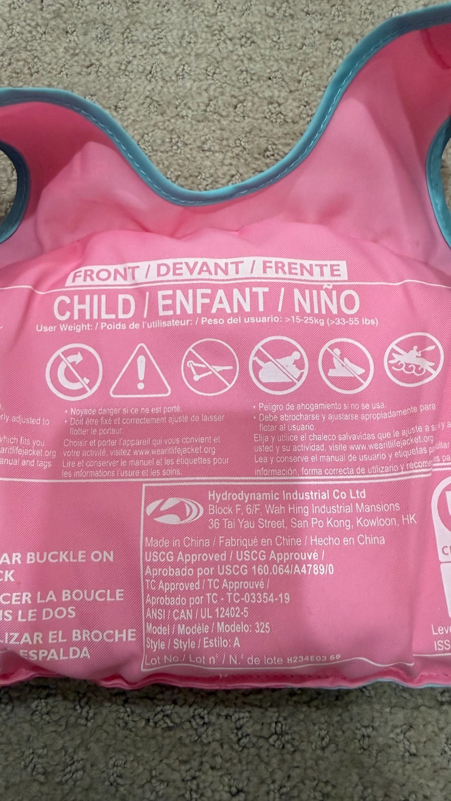 Speedo Child Swim Vest Floatation Jacket Pink Blue Toucan 33-55 lbs USCG