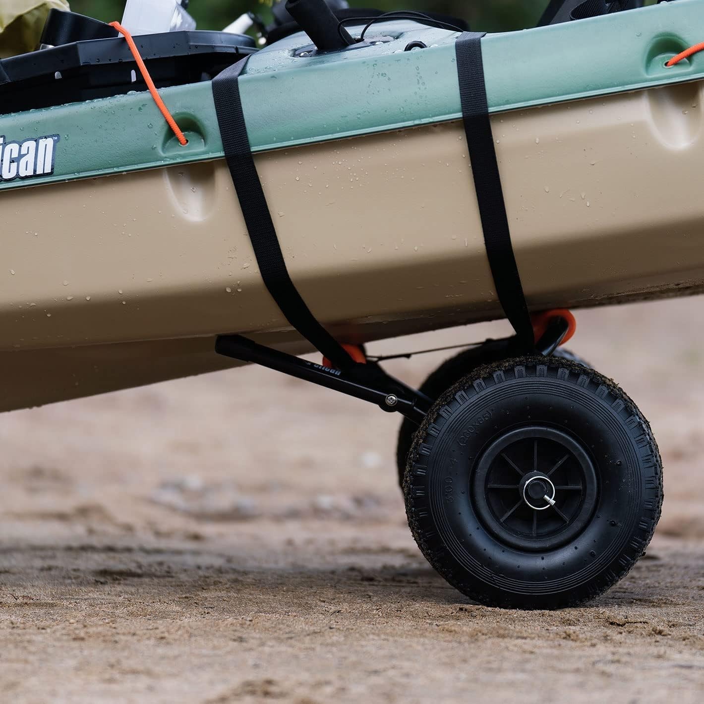 Foldable Kayak & SUP Transport Cart with Black Aluminum Frame and Large Tires